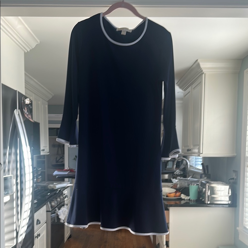 Michael Kors  Navy Blue Dress with White Trim